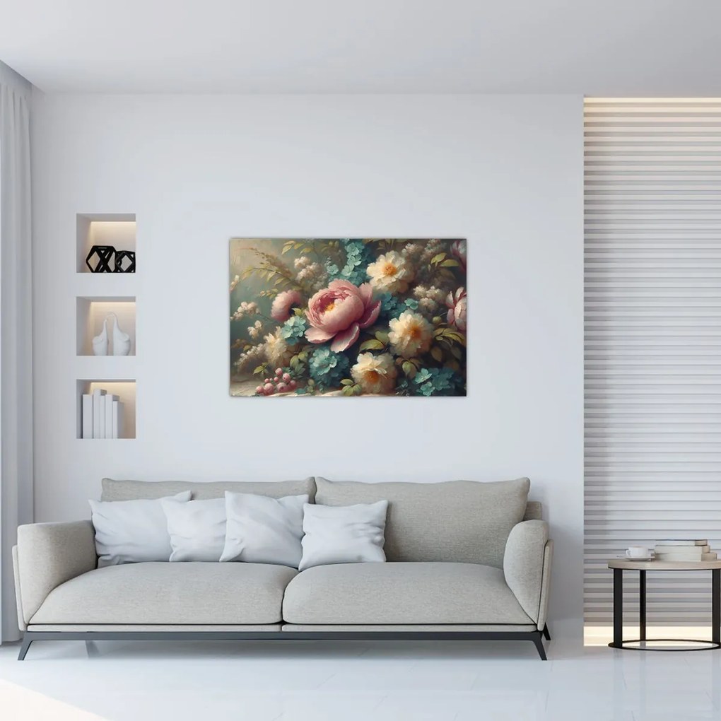 Obraz - Zátišie s kvetmi - maľba (90x60 cm)