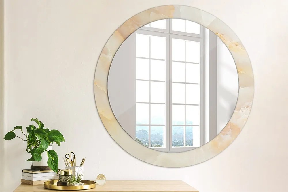 Okrúhle ozdobné zrkadlo na stenu Mramorový onyx fi 80 cm
