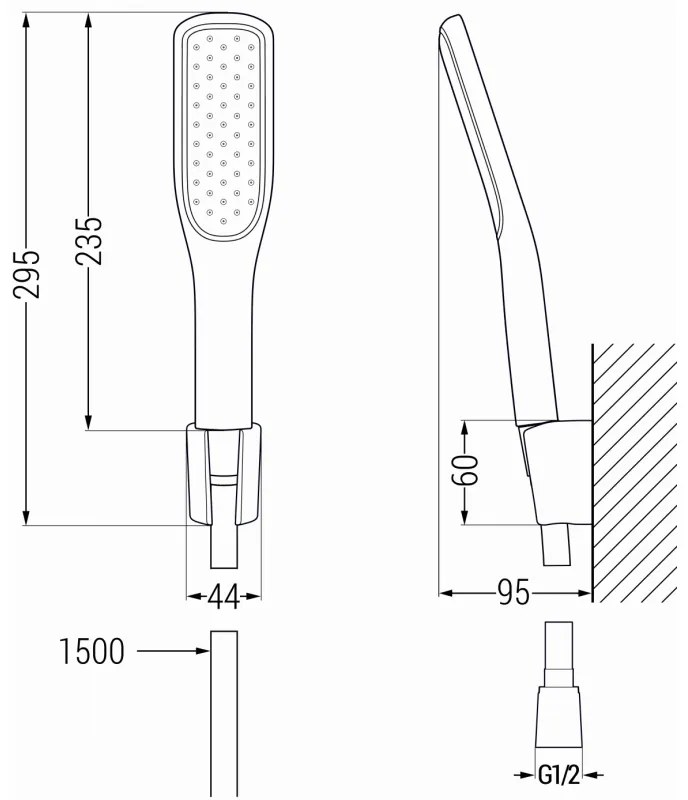 Mexen príslušenstvo - 1-bodový ručný sprchový set R-49, čierna/zlatá,785495052-75