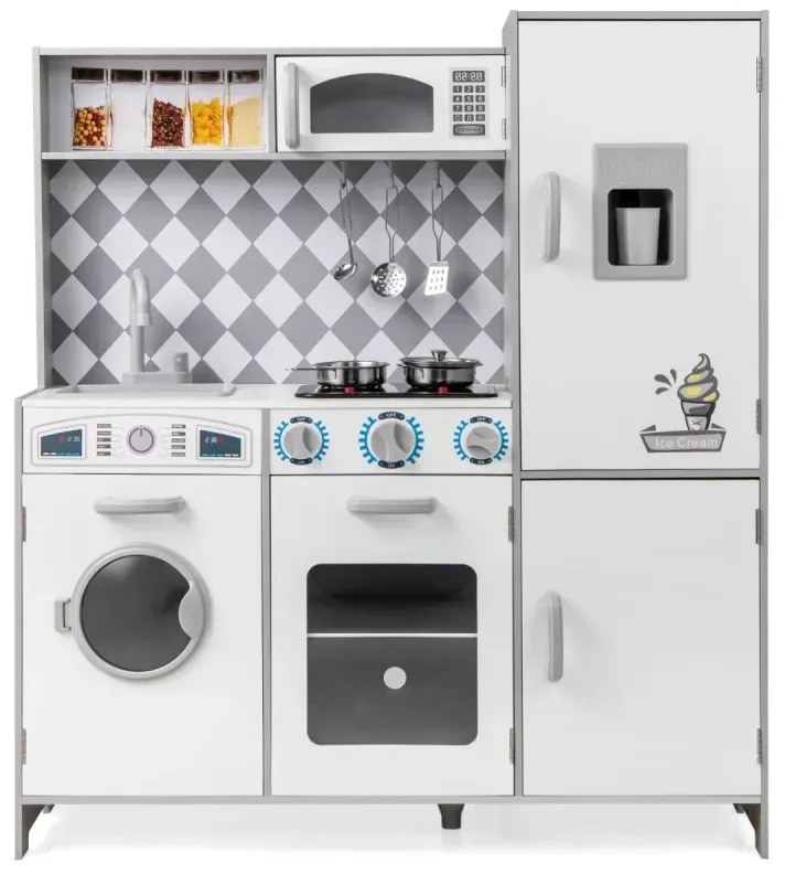 Drevená hracia kuchynka s príslušenstvom Kuchynská hracia súprava Hračkárska kuchynka s výrobníkom zmrzliny a sporákom