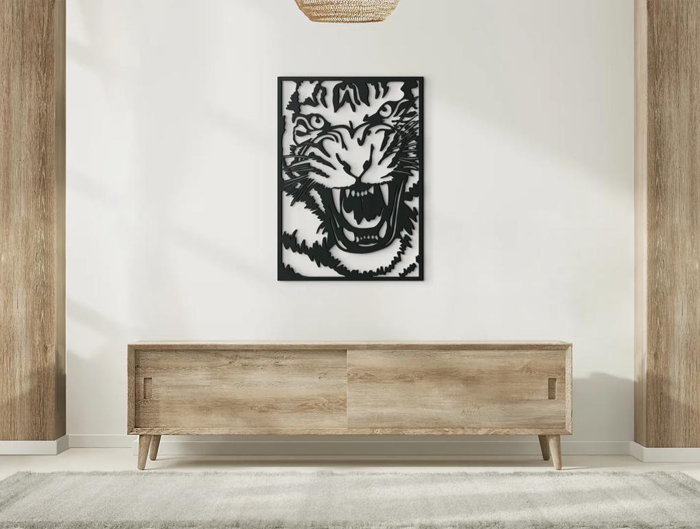 drevko Drevený obraz na stenu Tiger útočí