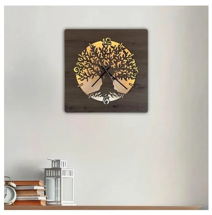 Li-Go 23537/DUB2 - LED stmievateľné hodiny LED/10W/5V 20000 mAh 42x42 cm dub + DO