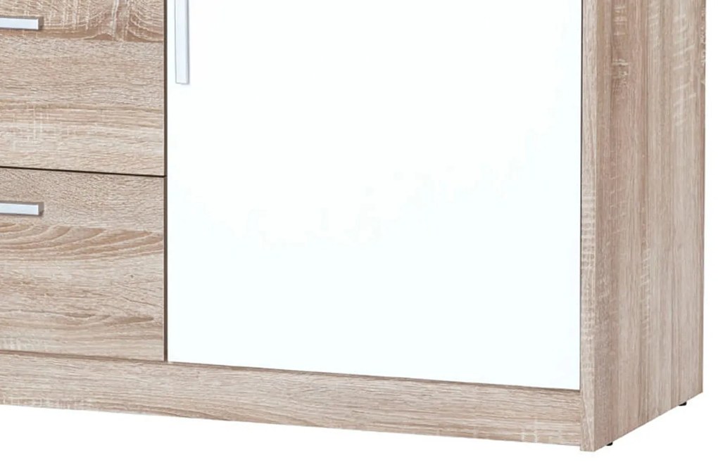 Komoda Milo 05 145 cm dub sonoma/bílá