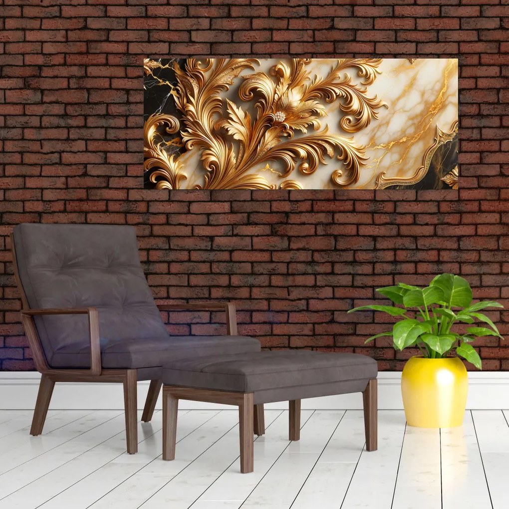 Obraz - Mramor so zlatom (120x50 cm)