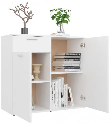 vidaXL Komoda biela 80x36x75 cm drevotrieska-