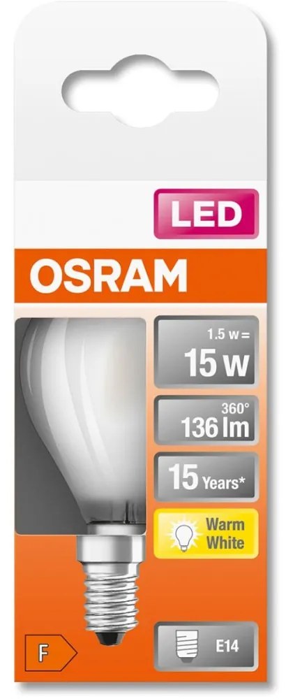 LED žiarovka E14 P45 1,5W = 15W 136lm 2700K Warm 300° Filament OSRAM STAR