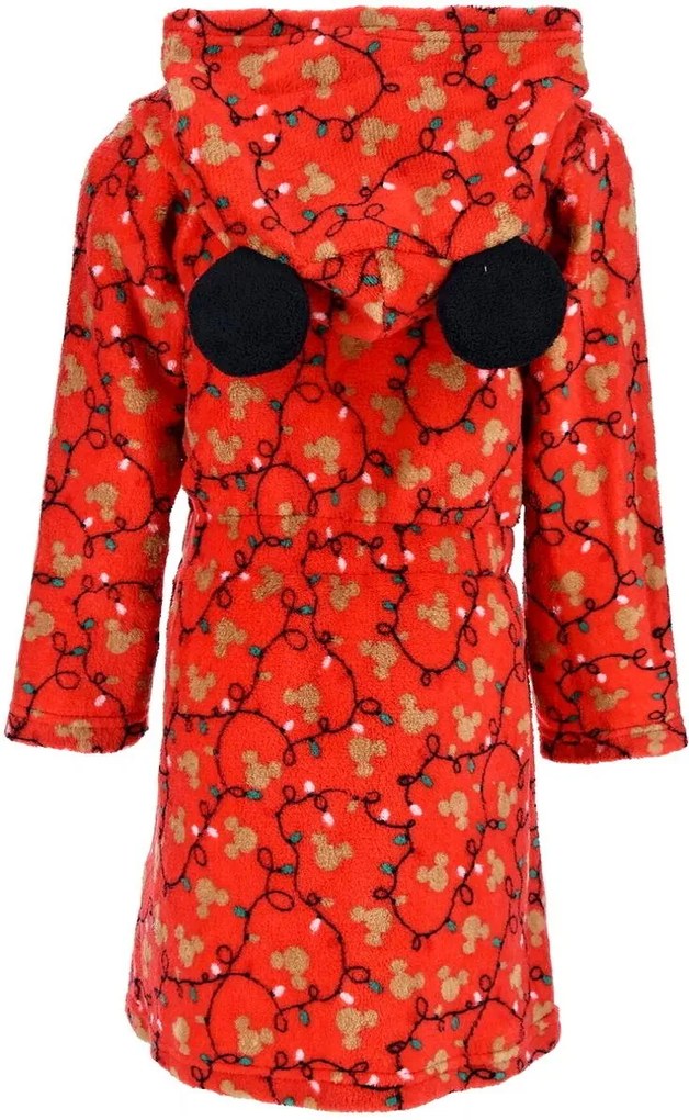 Dievčenský vianočný coral fleece župan s kapucňou Minnie Mouse, EU 98 Červená