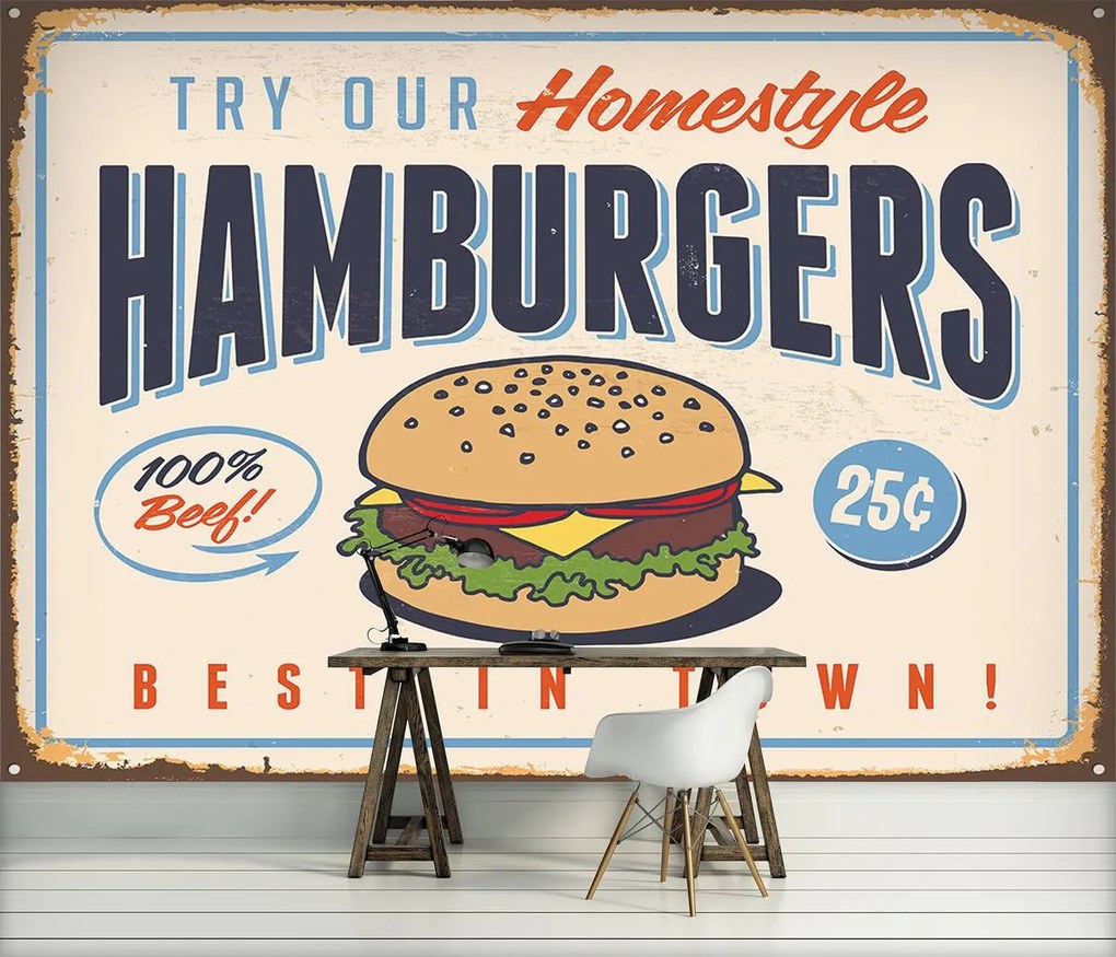 Fototapeta - Rýchle občerstvenie - Najlepšie Hamburgery (254x184 cm)