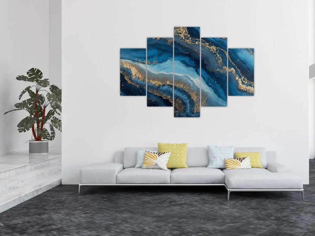 Obraz - Modrá mramorová abstrakcia (150x105 cm)
