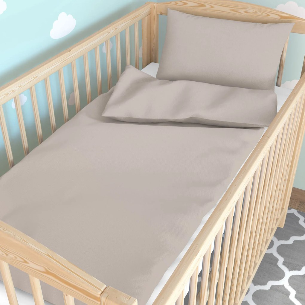 Goldea detské bavlnené obliečky do postieľky - sivohnedé 90 x 120 a 40 x 60 cm