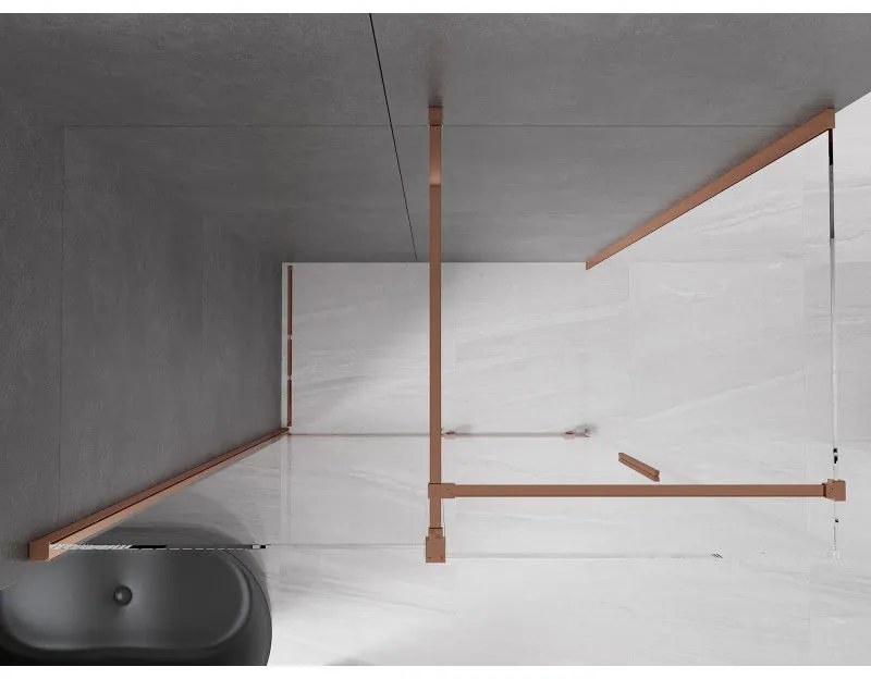 Mexen Velar, sprchový kút s posuvnými dverami 160(dvere) x 100(stena) cm, 8mm číre sklo, ružové zlato, 871-160-100-01-60