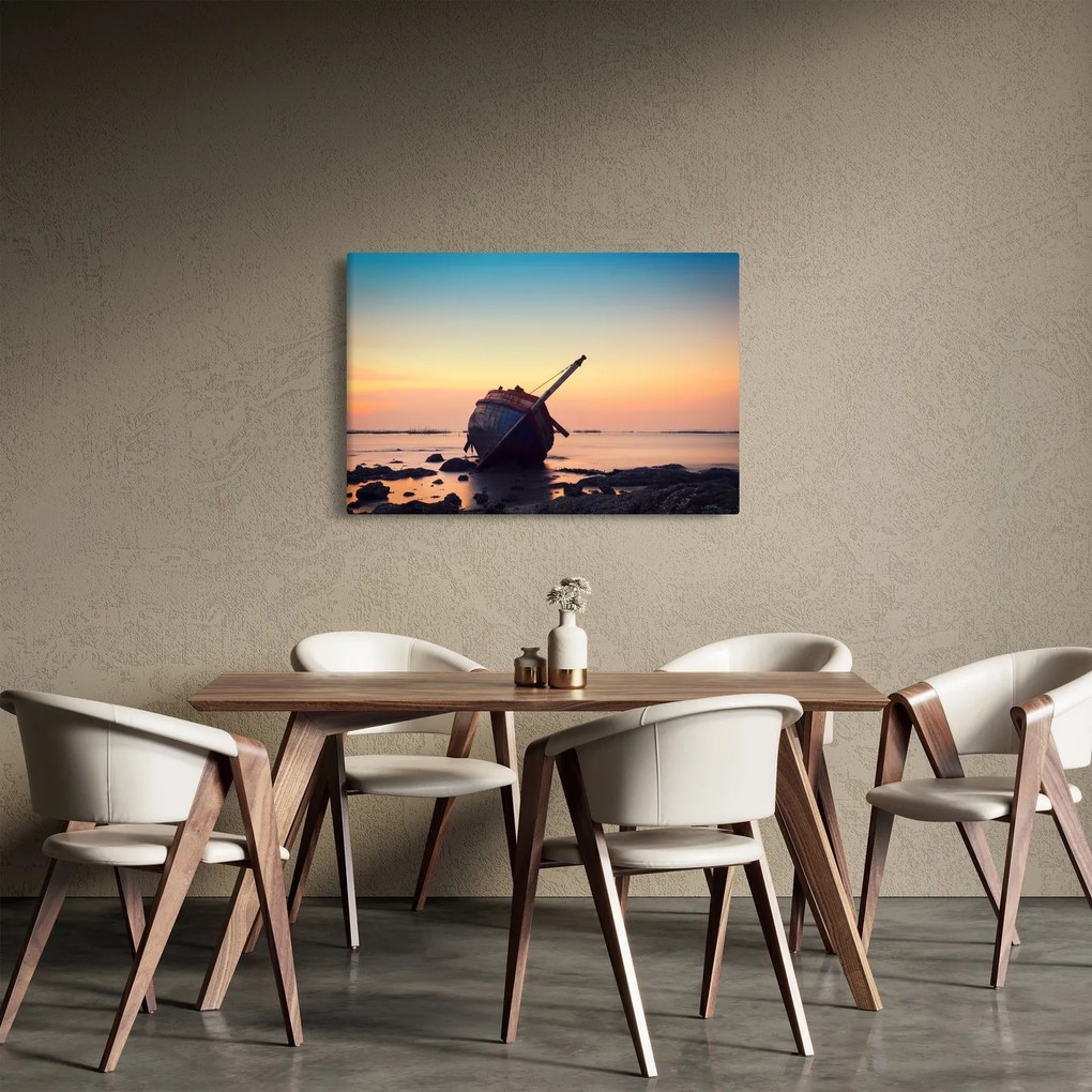 Obraz - Stroskotaná loď (90x60 cm)