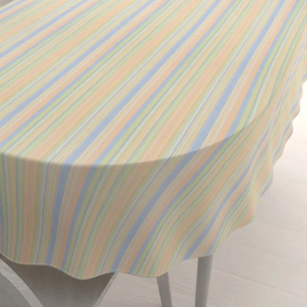 Biante Bavlnený oválny obrus Sandra SA-734 Pastelovo farebné pásiky 120x140 cm