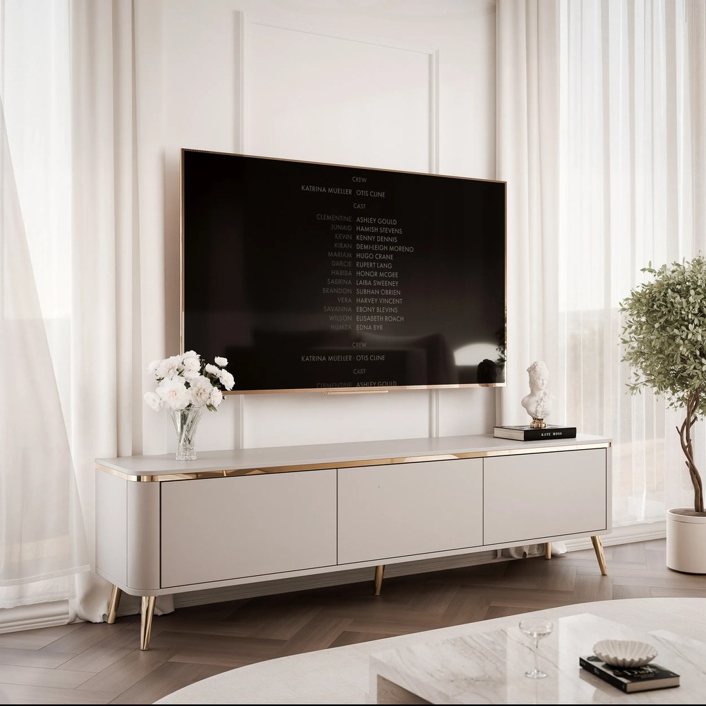 TV skrinka ODETTE na nožičkách 165 cm kašmír