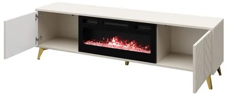 Tv stolík/skrinka Siprynt 2D EF s krbom, Farby: pieskovo béžová