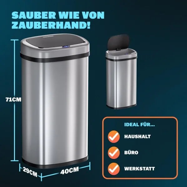Bezdotykový Jumbo koš 58l strieborná