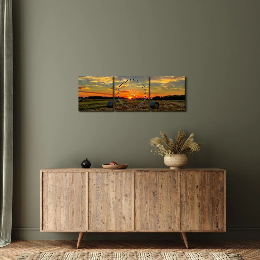 Obraz - Dedinské balíky (s hodinami) (90x30 cm)