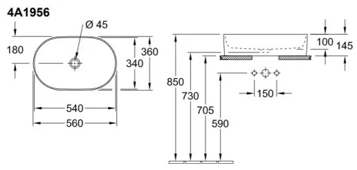 Villeroy & Boch 4A195601 - Umývadlo na dosku COLLARO 56x36 cm keramika/biela