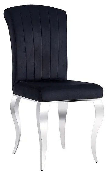 Jedálenská stolička PRINCE Velvet, 46x100x44, čierna/strieborná