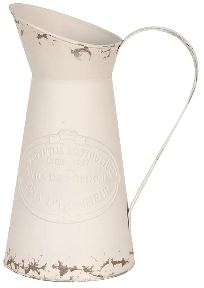 Béžový antik dekoratívny plechový džbán - 19*14*27 cm