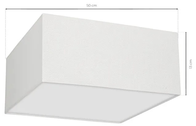 Stropné svietidlo Albion Square, 1x biele bavlnené tienidlo, (biele plexisklo), (50cm)