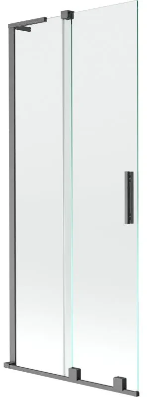 Mexen Velar L, 2-krídlová posuvná vaňová zástena 80 x 150 cm, 8mm číre sklo, brúsený grafit, 896-080-003-01-66