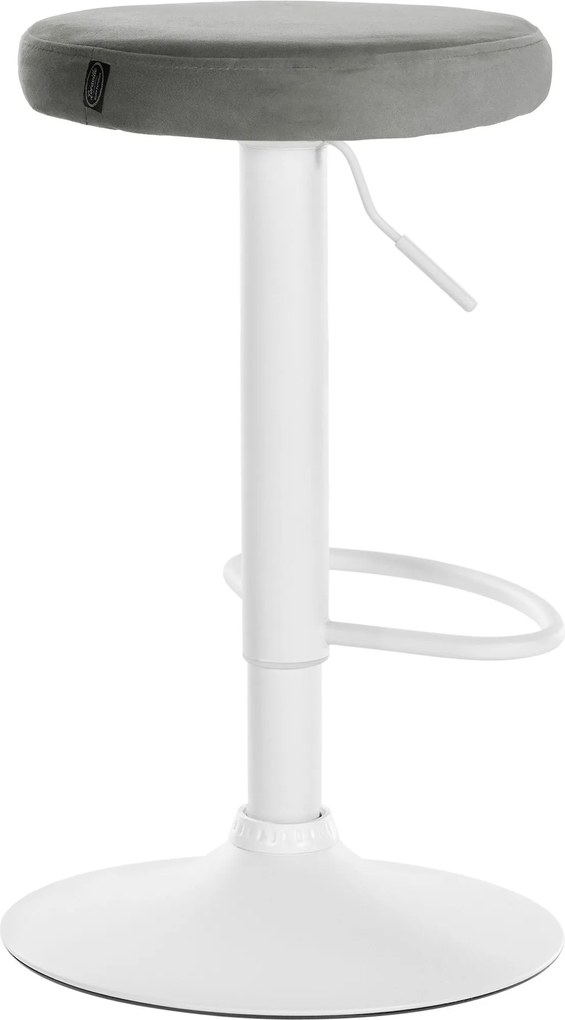 Barová stolička Ponte - zamat, biely rám - Sivá