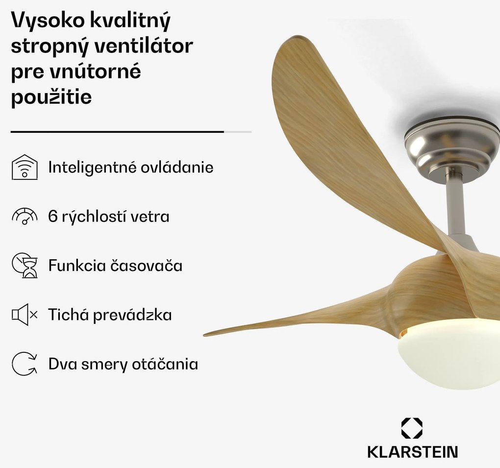 Klarstein Monteverde stropný ventilátor s stmievateľným svetlom