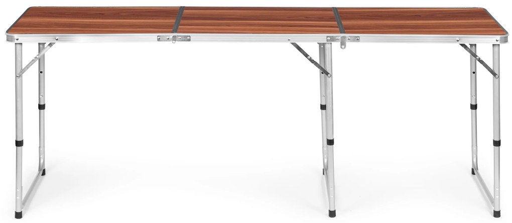ModernHome Turistický stolík rozkladací kempingový stolík hnedá doska 180 x 60 cm
