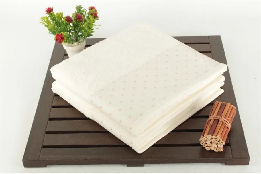 Súprava 2 krémovobielych bavlnených uterákov Patricia, 50 x 90 cm