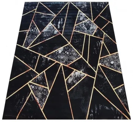 Čierny koberec so zaujímavými detailmi Šírka: 60 cm | Dĺžka: 100 cm