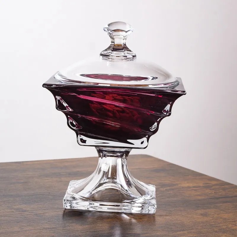 KRIŠTÁĽOVÁ MISKA BOHEMIA CASABLANCA BURGUNDY NA NOHE 245MM