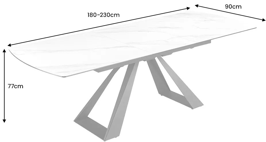 Rozťahovací keramický jedálenský stôl Kody 180-230 cm biely