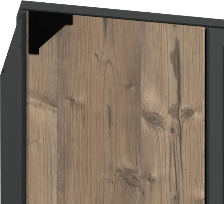 Šatníková skriňa so zrkadlom Bochum, 90 cm, grafit/jedľa