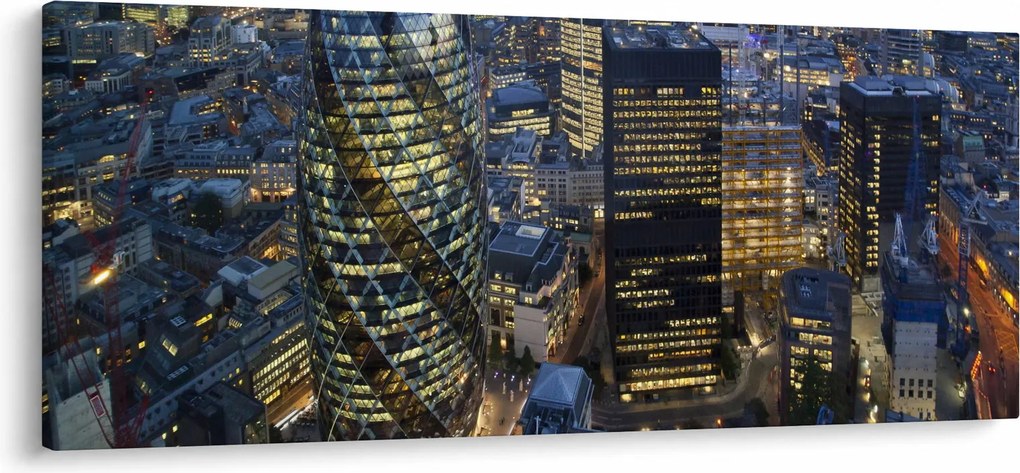 Obraz - Večerná panoráma Londýna (120x50 cm)
