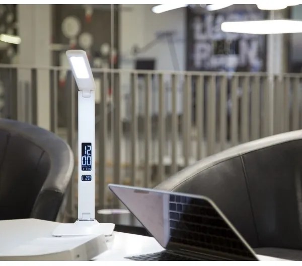 Immax 08934L - LED Stolná lampa s displejom KINGFISHER LED/9W/230V biela