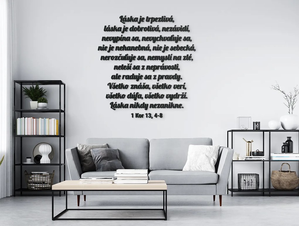 drevko Drevený citát Hymnus na lásku Rozmer obrazu: 95 x 90 cm, Farba dekorácie: Čierna