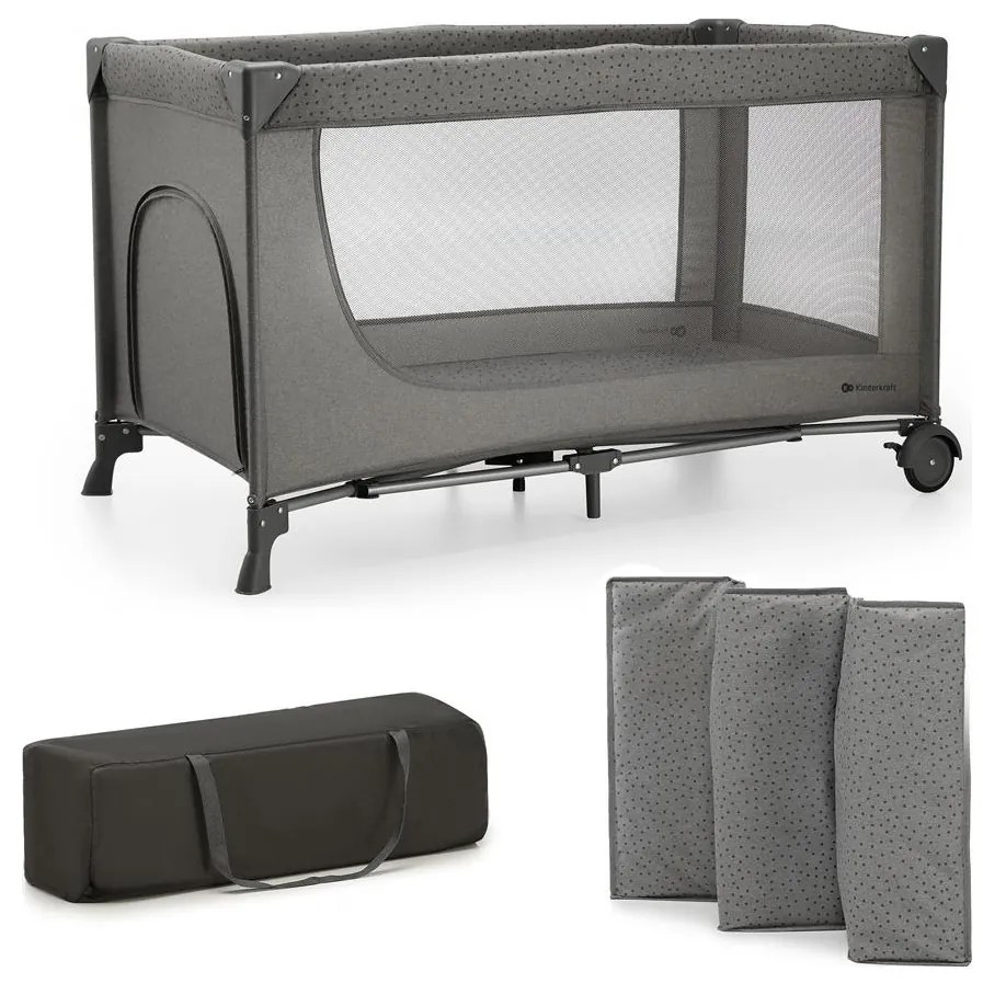 KINDERKRAFT - Cestovná postieľka JOY 2 šedá
