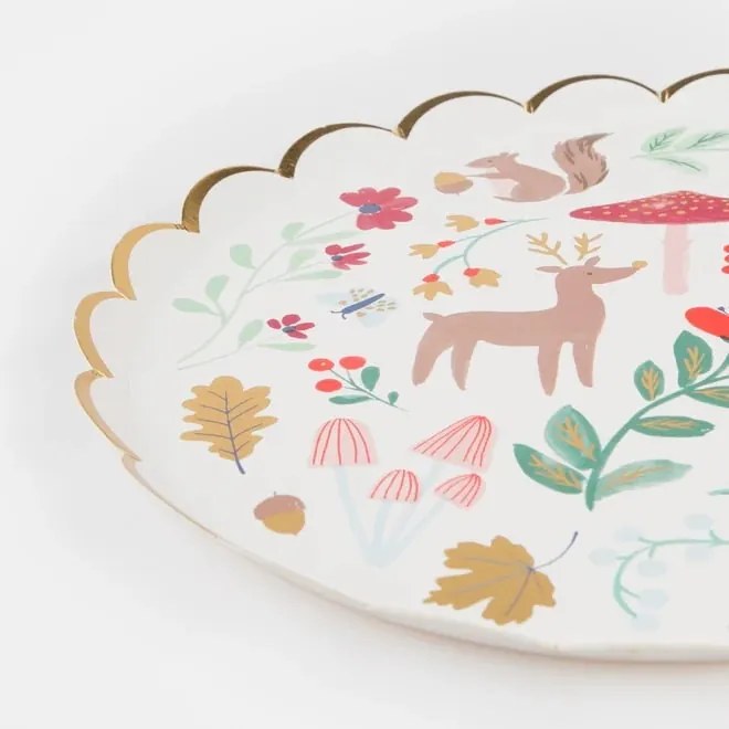 Meri Meri Papierový tanier Winter Woodland 21,6 cm – set 8 ks