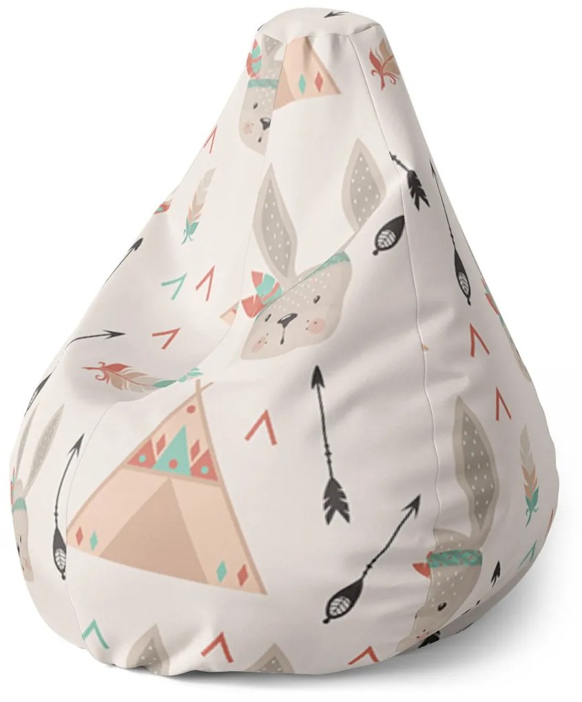 Sablio Sedací vak Pear Zajačik indián - 70 x 95 x 15 cm