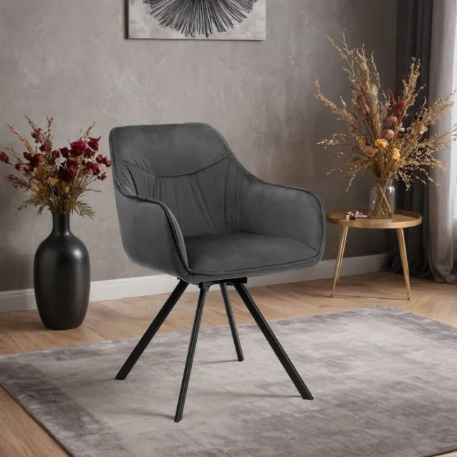 Jedálenská stolička SYDNEY zamatová, grafitová