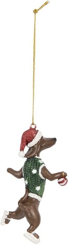 Závesná dekorácia jazvečík Dachshund na korčuliach - 6*3*10 cm