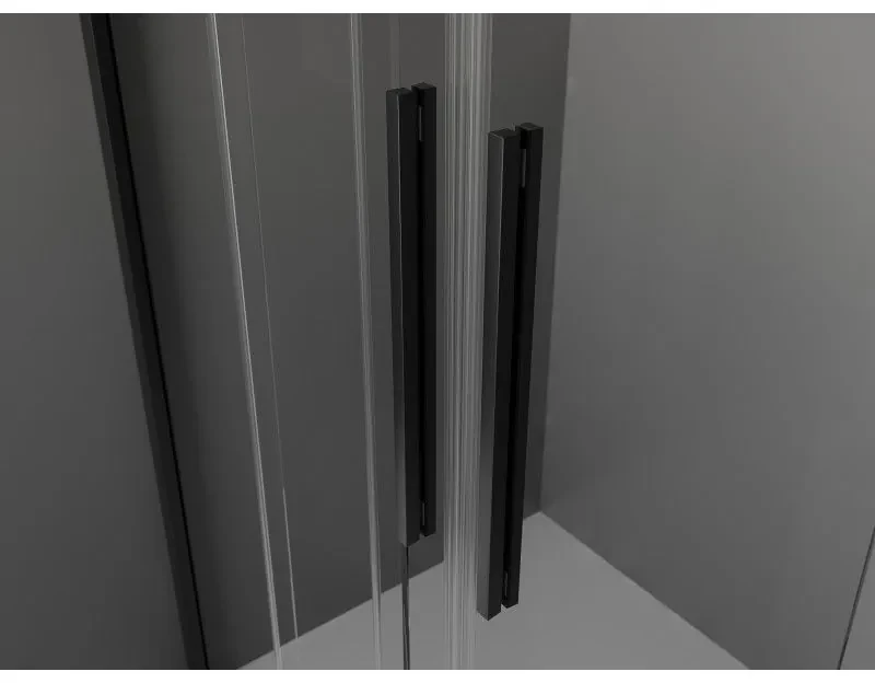 Mexen Velar L Duo, sprchový kút s posuvnými dverami 80 x 80 cm, 8mm číre sklo, čierna matná, 871-080-080-02-03-70