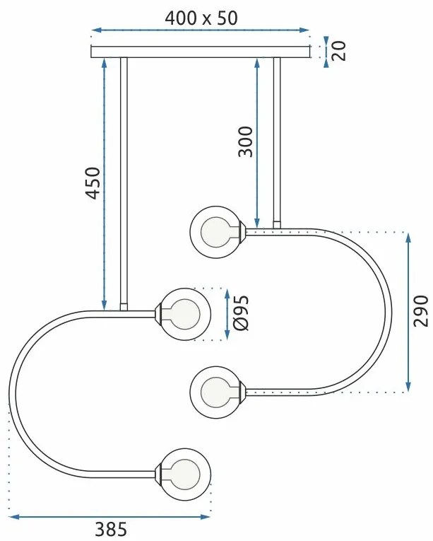 Toolight, závesné svietidlo 4xG9 APP639-4CP, zlatá, OSW-05690