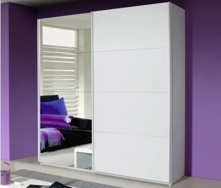 Šatníková skriňa Quadra, 181 cm, biela/zrkadlo%