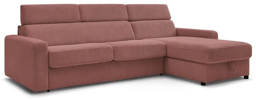 Ružová menčestrová rozkladacia rohová pohovka (variabilná) Monaco – Bobochic Paris