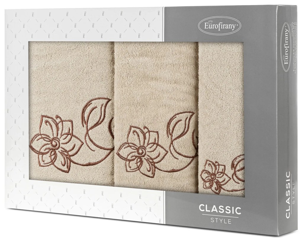 FROTÉ UTERÁK LILA SADA 1KS 30X50 CM, 1KS 50X90 CM, 1KS 70X140 CM BÉŽOVÁ