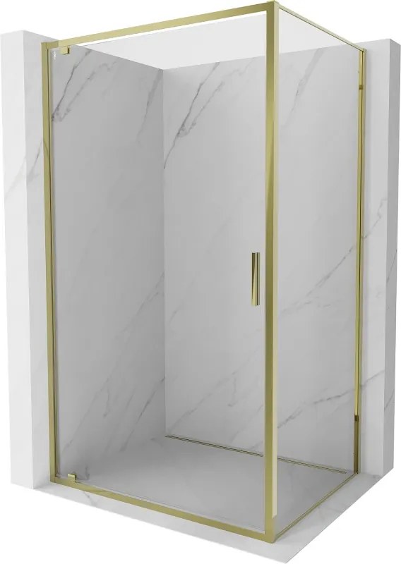 Mexen Exo, výklopný sprchový kút 75 x 95 cm, číre sklo, zlatá, 8181-075-095-50-00