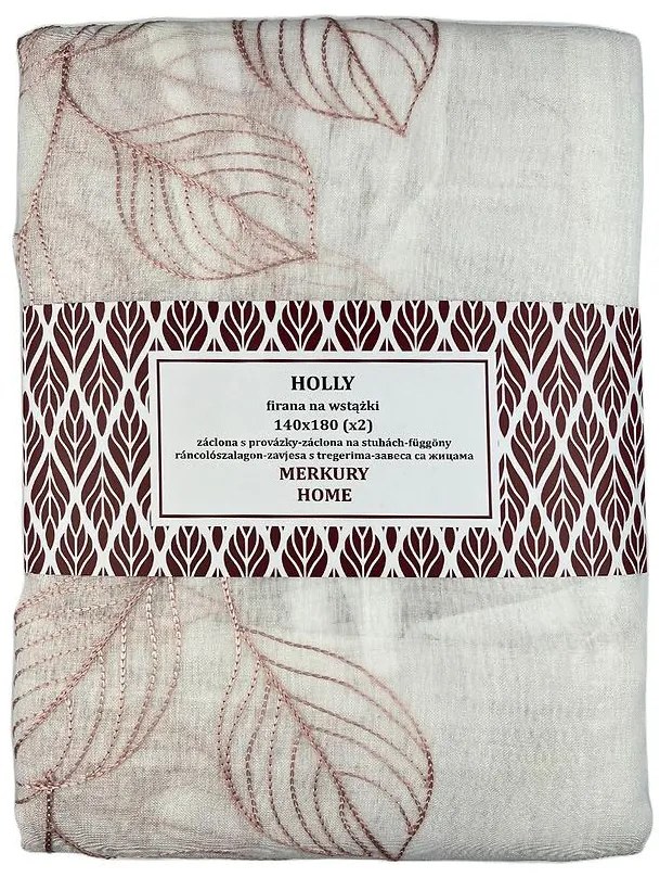 Záclona na stuhách Holly polyester svetloružový 140x180 Merkury Home II/22