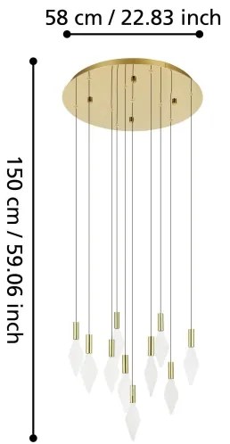 Eglo 390359-LED Stmievateľný luster na lanku MIRADOR 10xLED/3W/230V pr. 58cm zlatá
